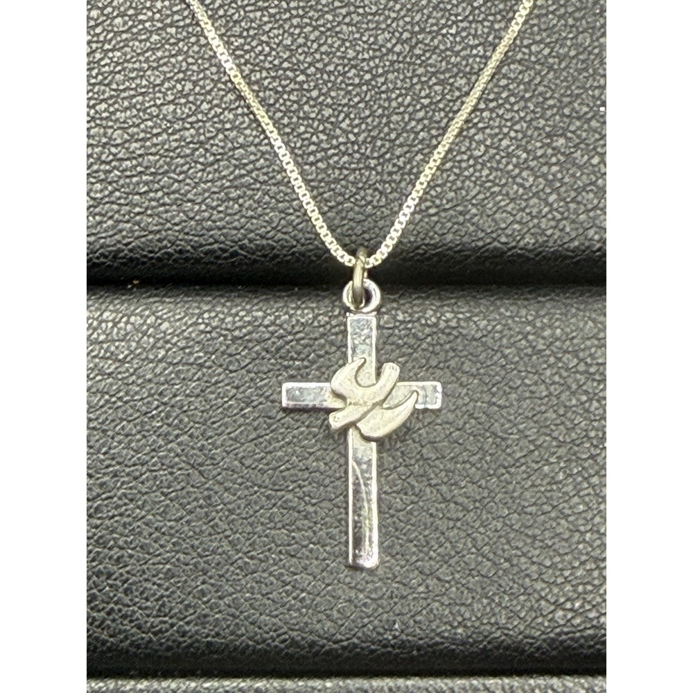 Vintage 18" Sterling Silver Cross Pendant Necklace 925 J16
